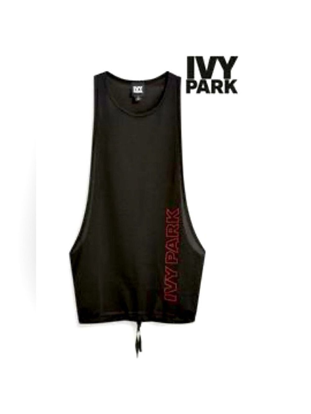* Ivy Park Black Open Sides Perforated Jersey Tank Top Size S
